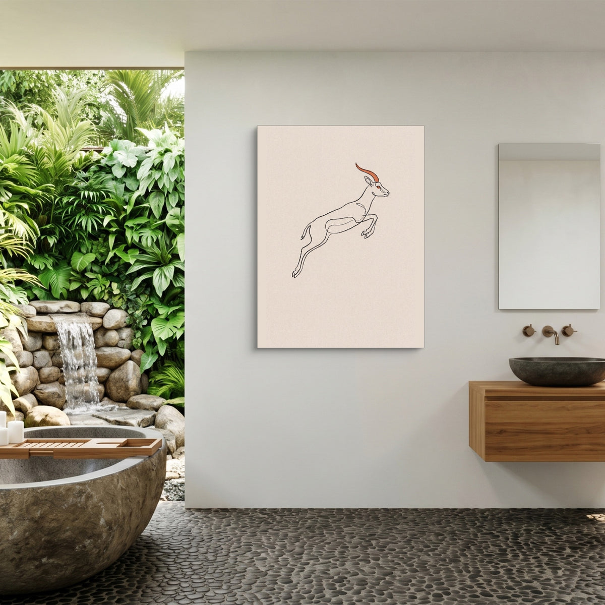 Gazelle Leaping Outline — gazelle leaping outline sq outdoor bathroom 1port flush print