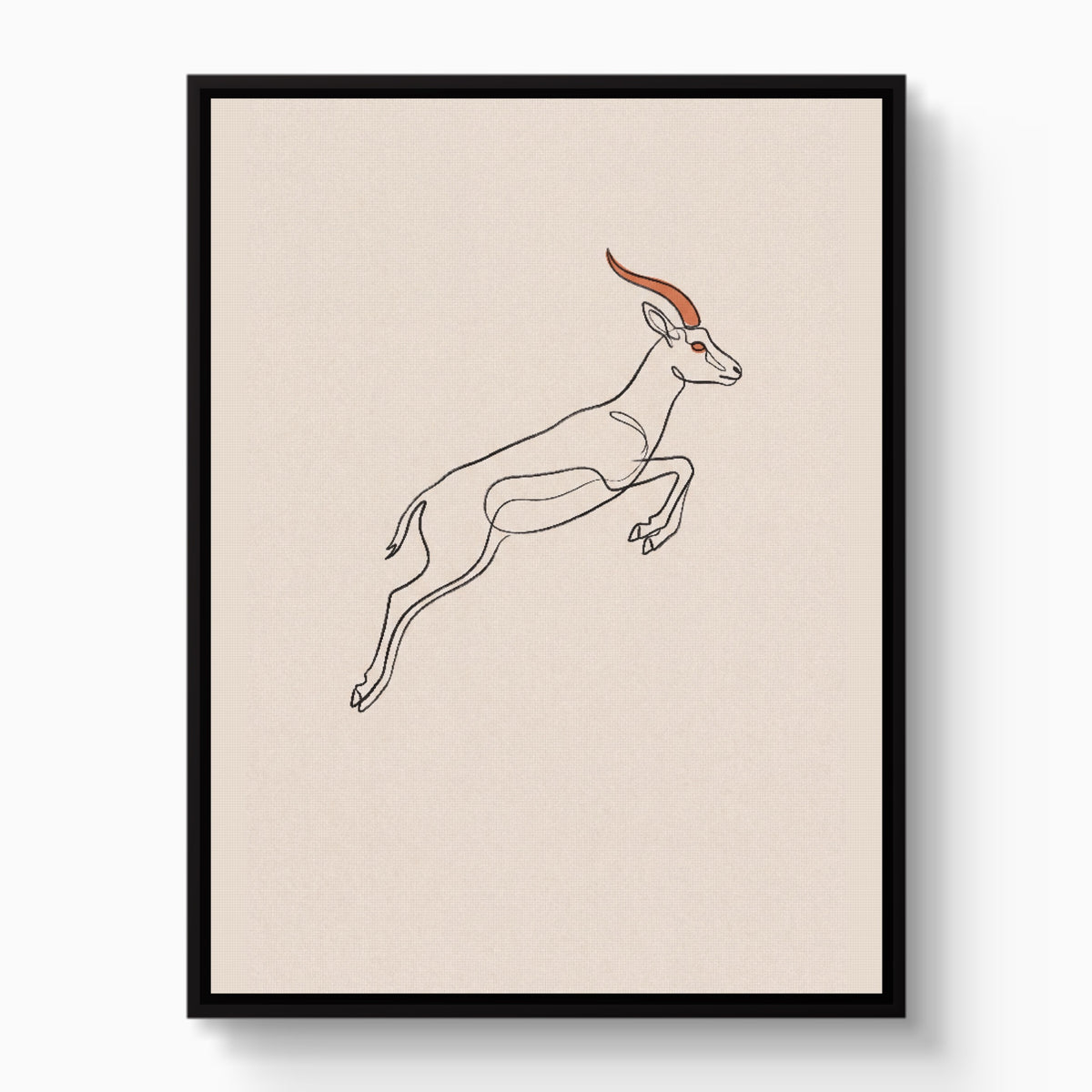 Gazelle Leaping Outline — gazelle leaping outline white studio framed black