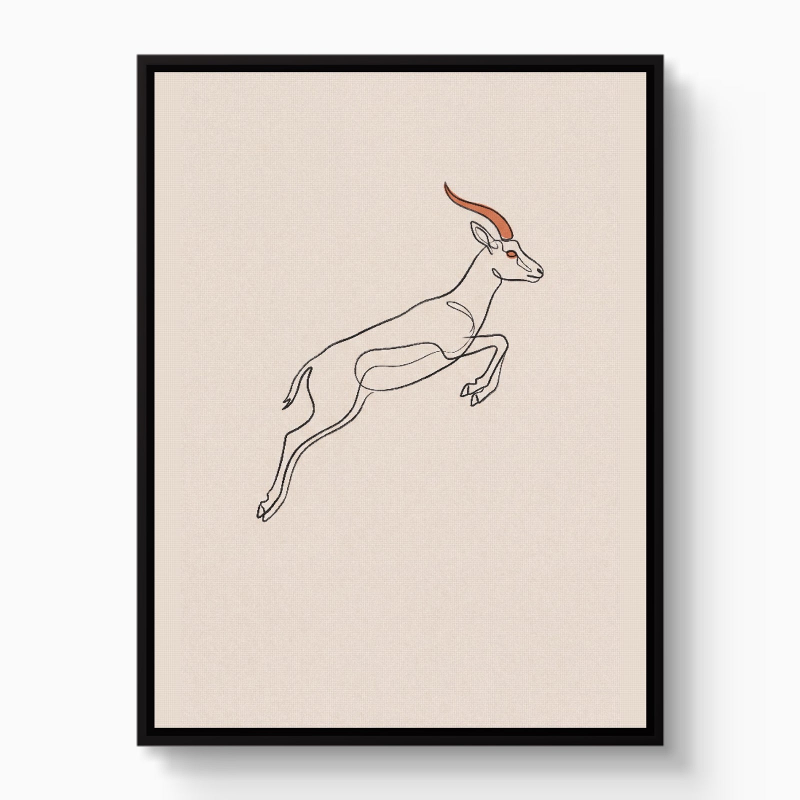 Gazelle Leaping Outline — gazelle leaping outline white studio framed black