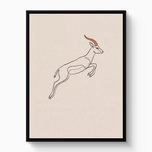 Gazelle Leaping Outline — gazelle leaping outline white studio framed black