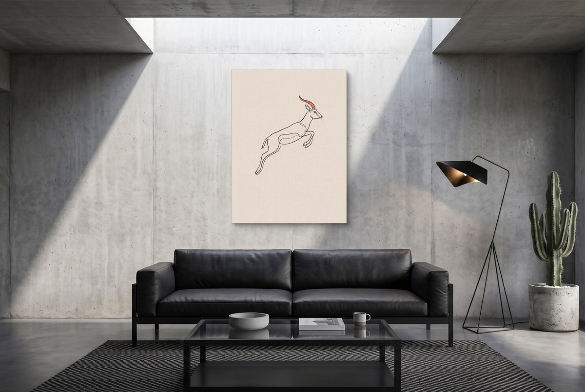 Gazelle Leaping Outline — gazelle leaping outline modern minimalist living room 1port flush print