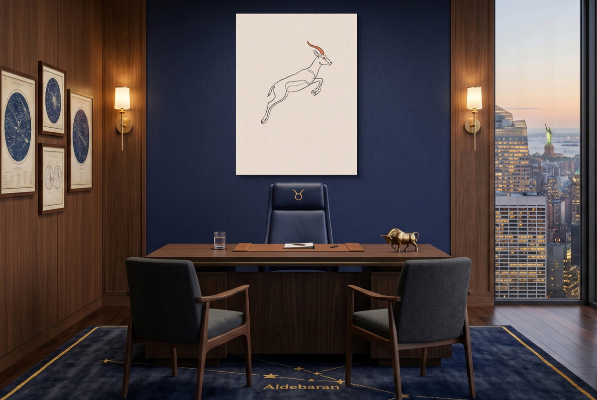Gazelle Leaping Outline — gazelle leaping outline office with city view 1port flush print