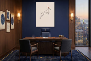 Gazelle Leaping Outline — gazelle leaping outline office with city view 1port flush print