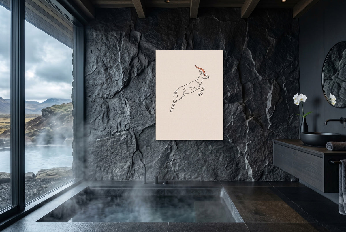 Gazelle Leaping Outline — gazelle leaping outline small bathroom with window 1port flush print