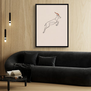 Gazelle Leaping Outline — gazelle leaping outline sq 70s vibes 1port framed black