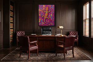 Gecko on Textured Hues - Luxury Wall Art