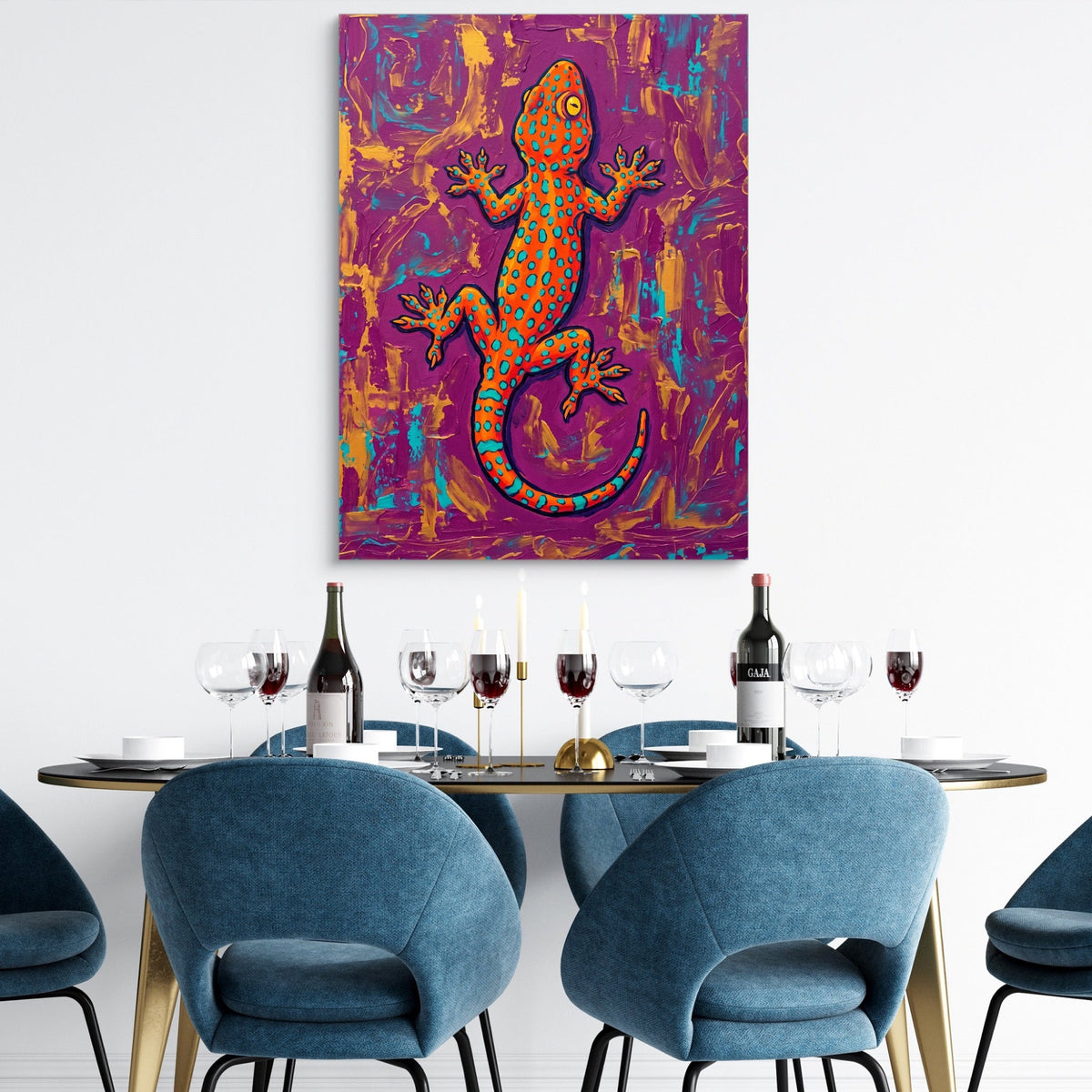 Gecko on Textured Hues - Luxury Wall Art