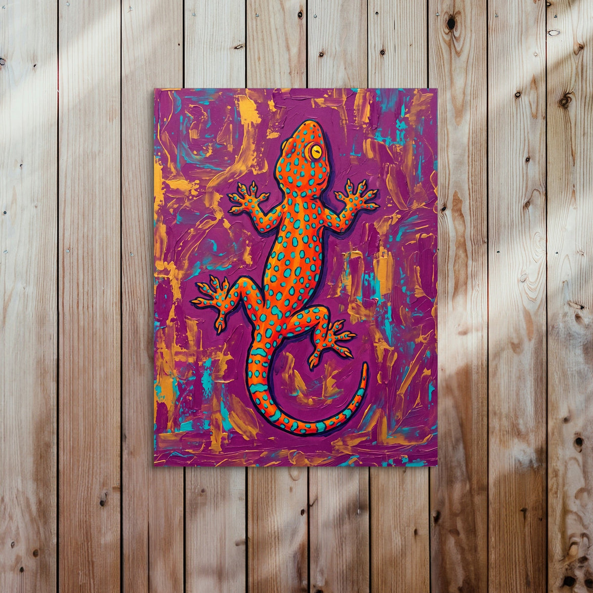 Gecko on Textured Hues - Luxury Wall Art