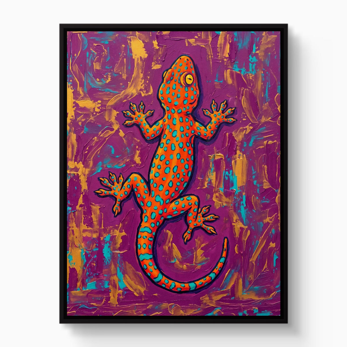 Gecko on Textured Hues - Luxury Wall Art