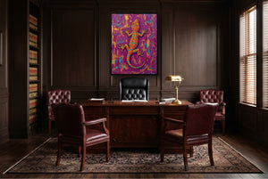 Gecko on Textured Hues — gecko on textured hues wooden office with desk 1port framed black
