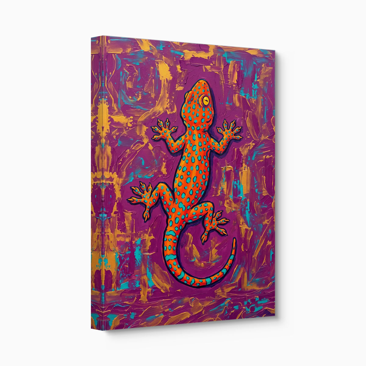 Gecko on Textured Hues — gecko on textured hues angled flush print