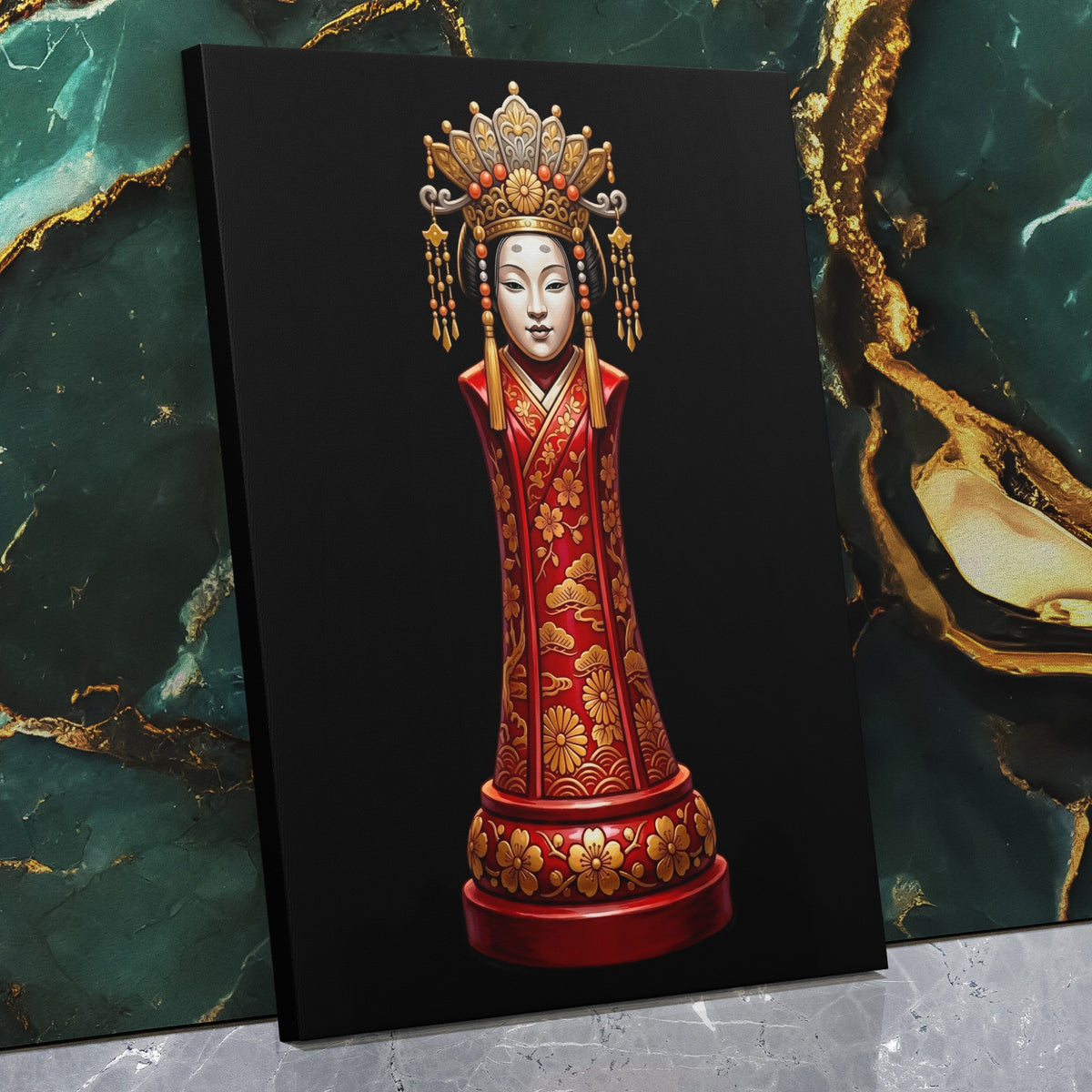 Geisha Golden Queen — Geisha Golden Queen Against Wall   Mirror Wrap V3 24