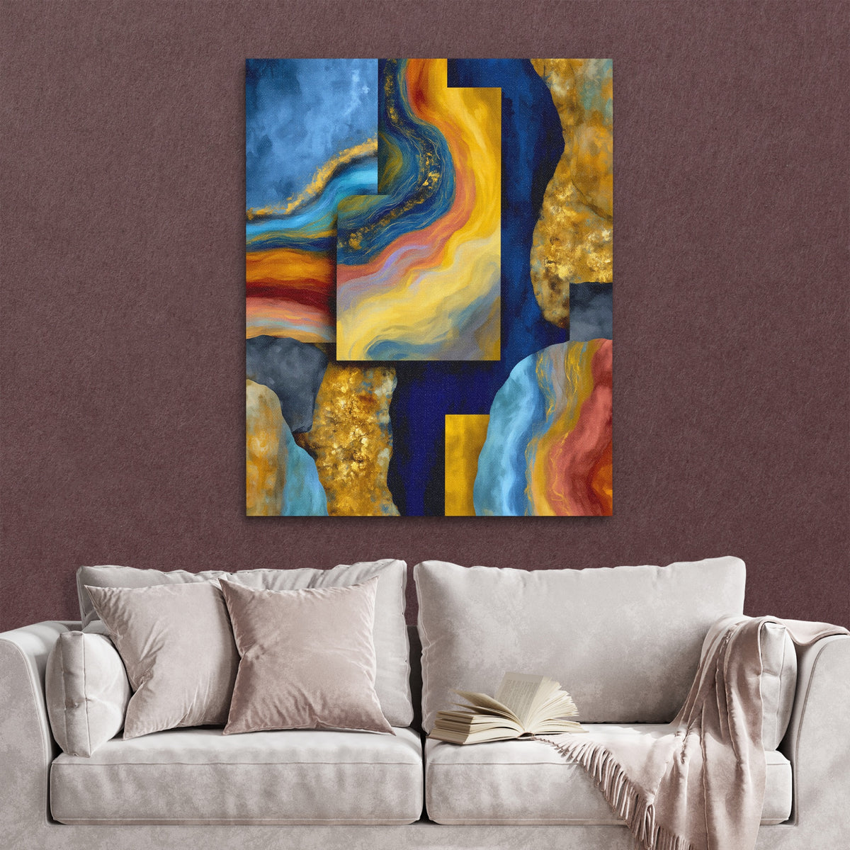 Geological Layers Unfinished — Geological Layers Unfinished Reading Couch Burgundy Walls copy 302
