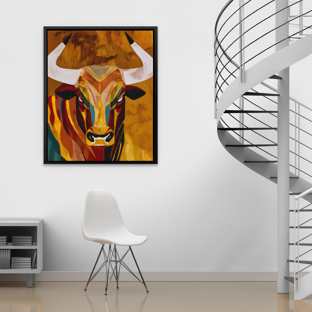 Geometric Bull Fury - Luxury Wall Art