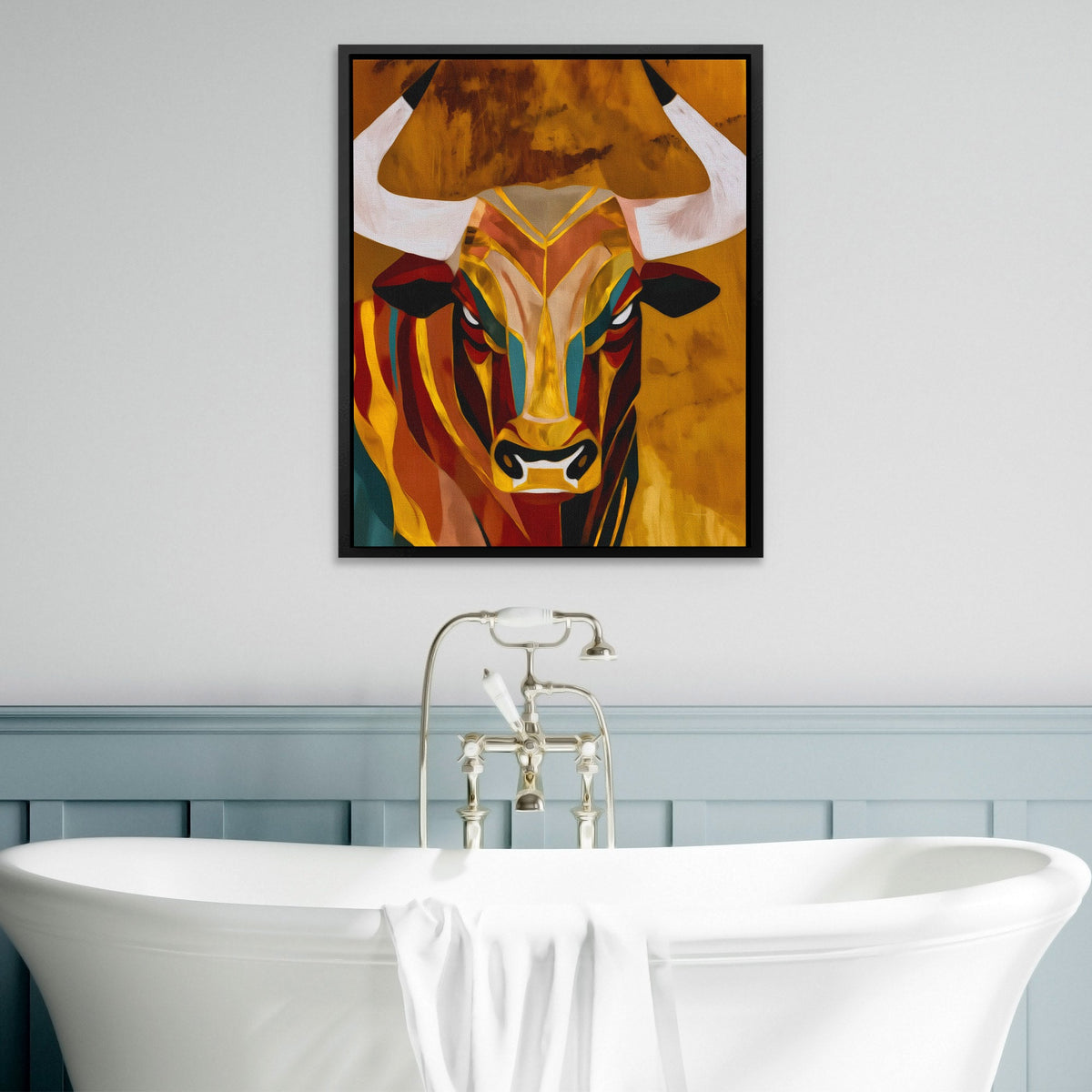 Geometric Bull Fury - Luxury Wall Art