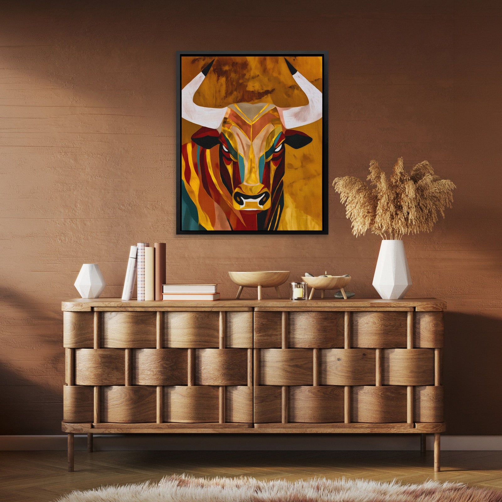 Geometric Bull Fury - Luxury Wall Art