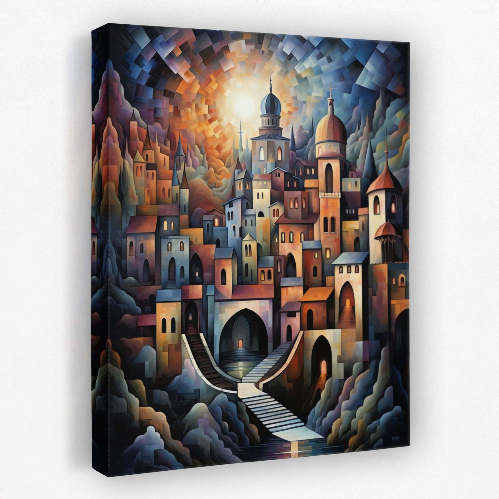 Geometric Cityscape - City Canvas Wall Art