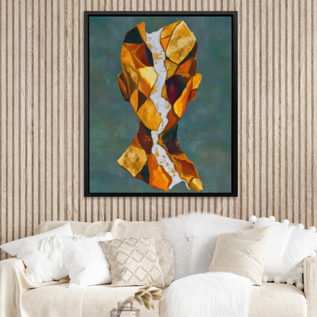 Geometric Facets Amber — Geometric Facets Amber Boojie Vibe Couch Close Up 15