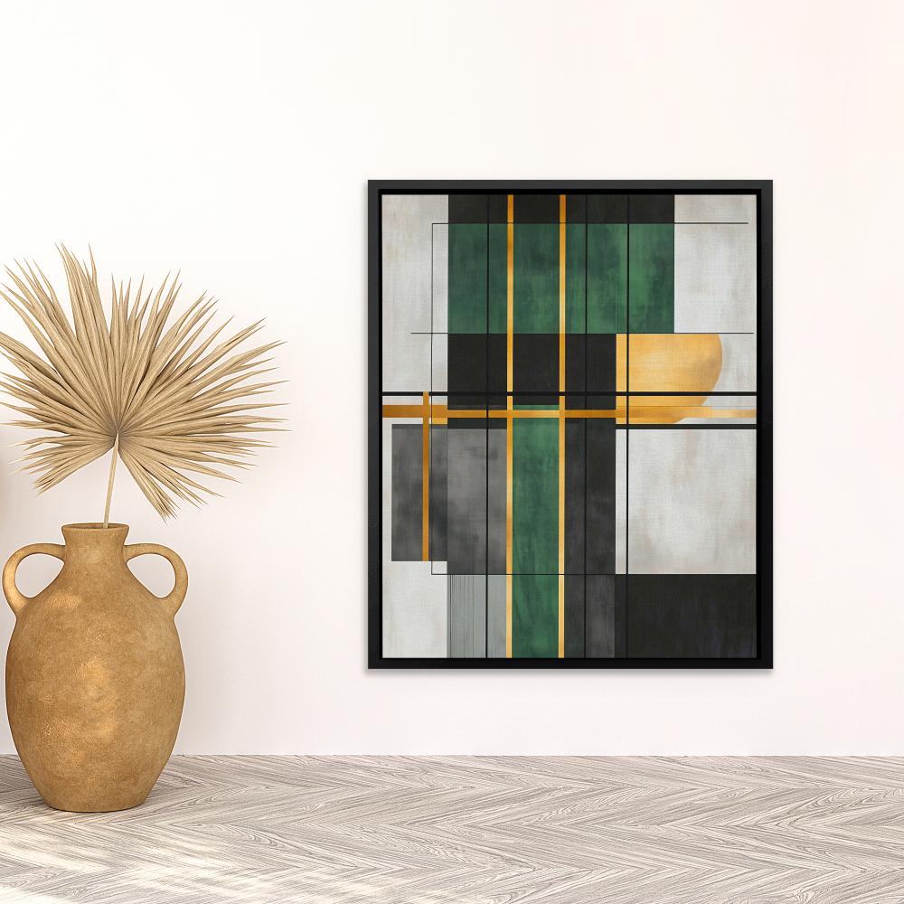 Geometric Gold and Green - Luxury Wall Art