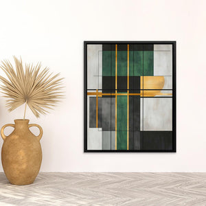 Geometric Gold and Green - Luxury Wall Art