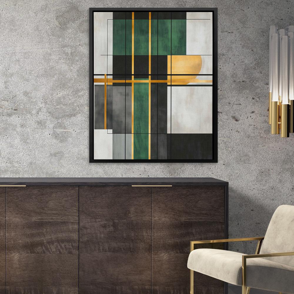 Geometric Gold and Green - Luxury Wall Art