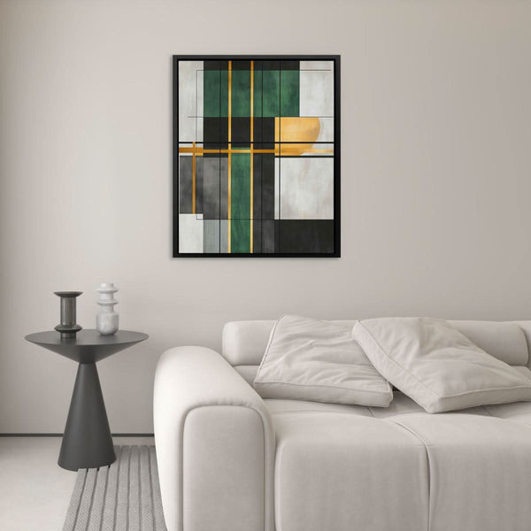 Geometric Gold and Green in a room
