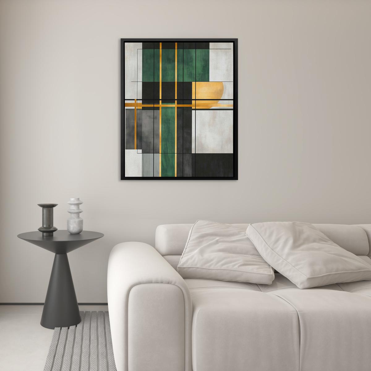 Geometric Gold and Green - Luxury Wall Art