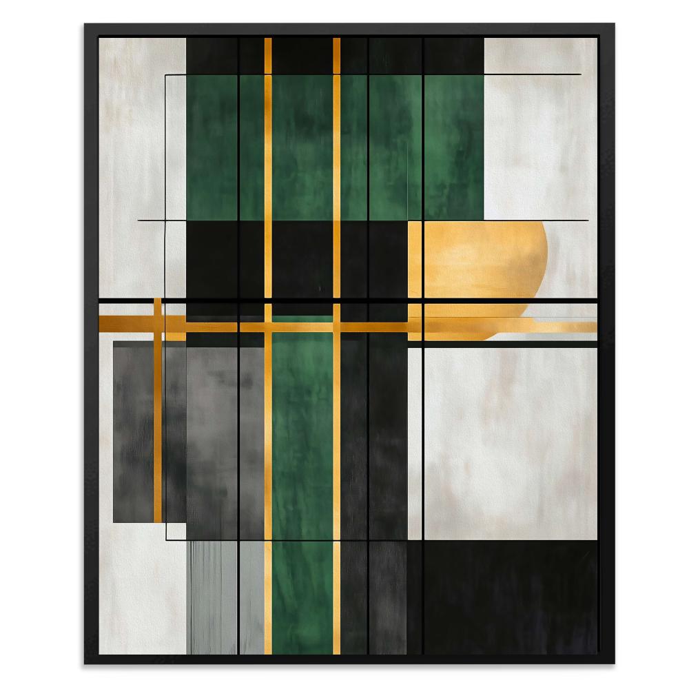 Geometric Gold and Green - Luxury Wall Art