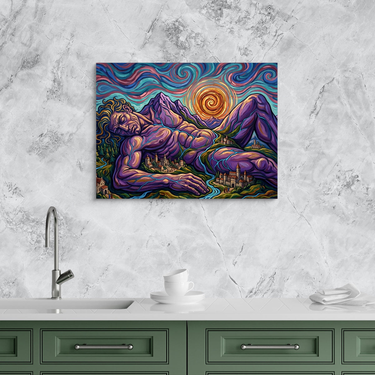 Giant Starry Night — giant starry night sq kitchen granite purple 1land flush print