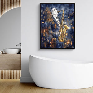 Gilded Line Saxophone Jazz Night - Luxury Wall Art