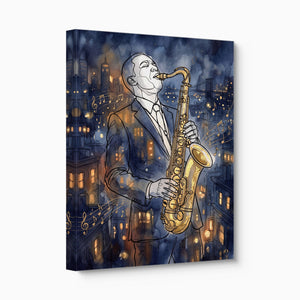 Gilded Line Saxophone Jazz Night - Luxury Wall Art