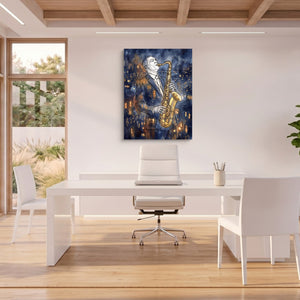 Gilded Line Saxophone Jazz Night - Luxury Wall Art