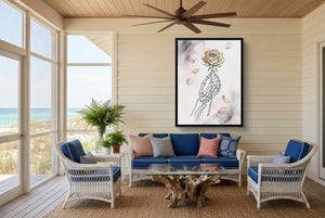 Gilded Skeleton Hand Rose Minimal — gilded skeleton hand rose minimal living room with couch 2 1port framed black