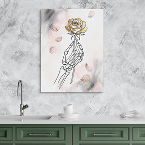 Gilded Skeleton Hand Rose Minimal — gilded skeleton hand rose minimal sq kitchen granite purple 1port flush print