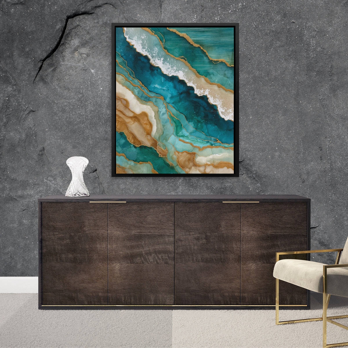 Gilded Tidal Memory - Luxury Wall Art