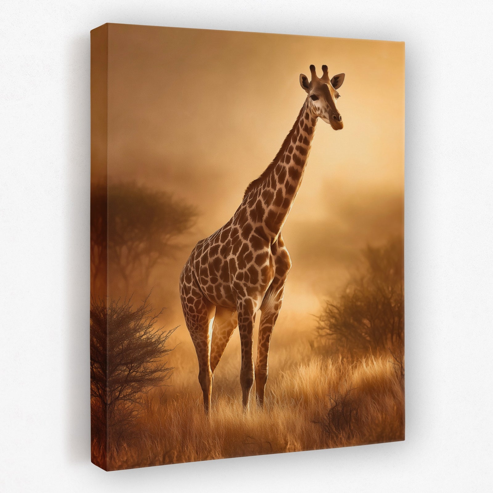 Giraffe Golden Savanna canvas wall art