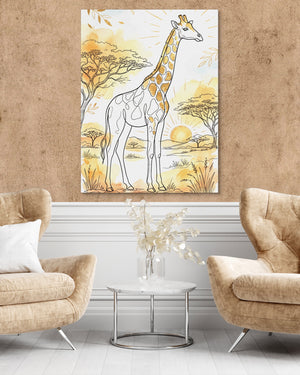 Giraffe Golden Sunrise — giraffe golden sunrise psd clay wall tan chairs 1port flush print
