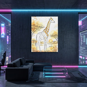 Giraffe Golden Sunrise — giraffe golden sunrise sq gaming room 1port flush print