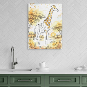 Giraffe Golden Sunrise — giraffe golden sunrise sq green kitchen 1port flush print