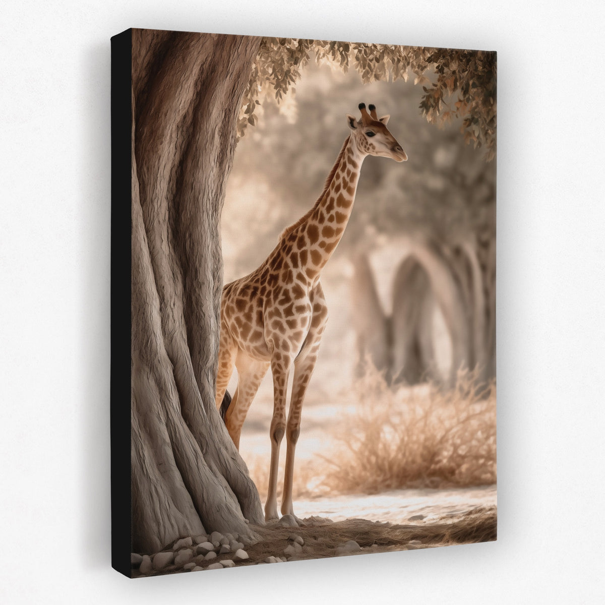 Giraffe Misty Grove — Giraffe Misty Grove Portrait   Side View   Black Wrap 261