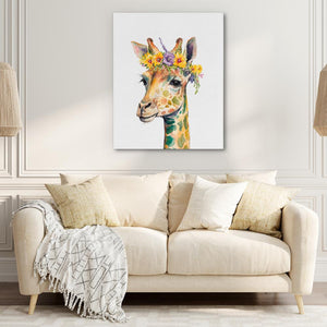 Giraffe With Flowers - Luxury Wall Art