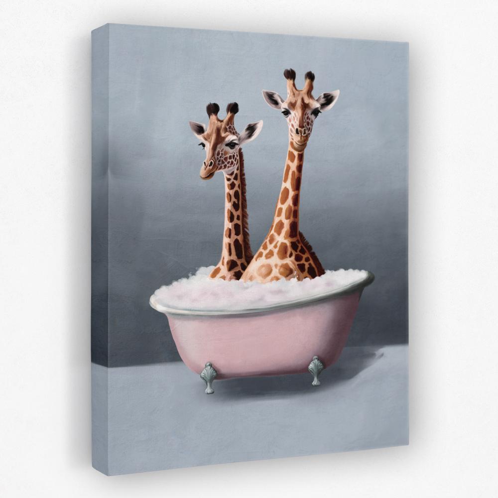 Giraffes In The Bath - Luxury Wall Art