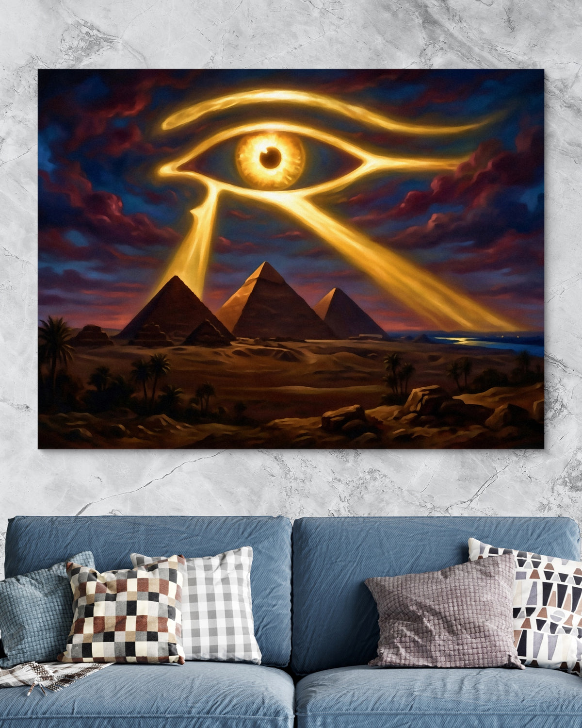 Giza Eye Ascendant — giza eye ascendant psd marble blue couch 1land flush print