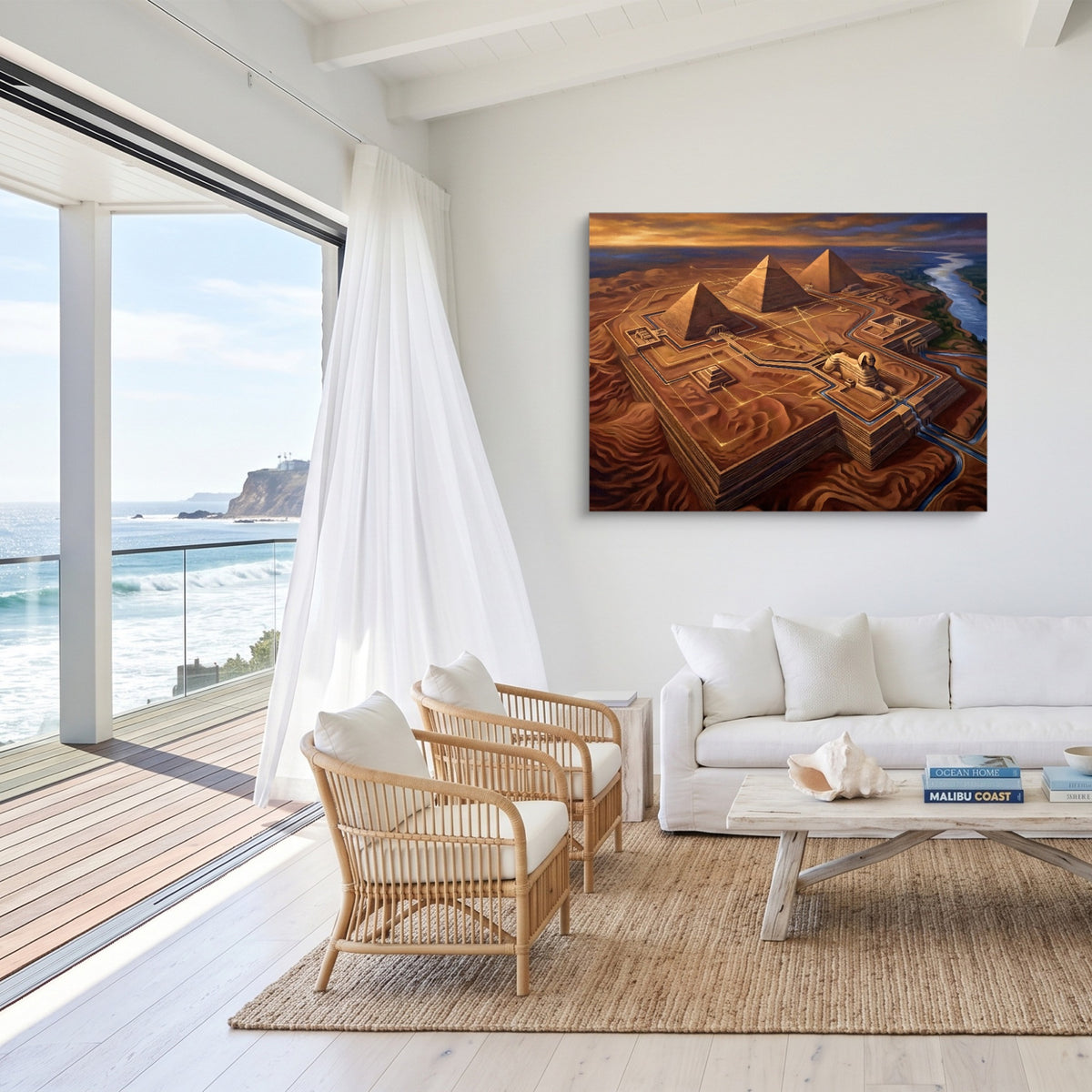 Giza Pyramids Truth — giza pyramids truth sq malibu beach 1land flush print