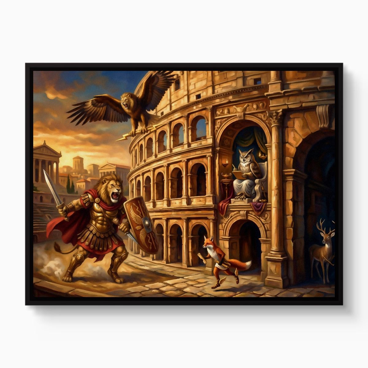 Gladiator's Golden Arena — gladiator's golden arena white studio framed black