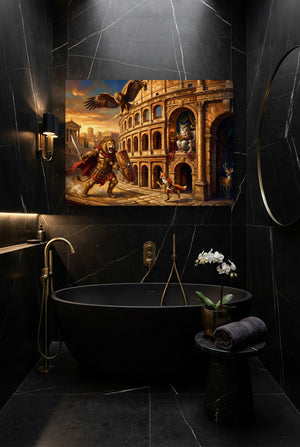 Gladiator's Golden Arena — gladiator's golden arena p small bathroom interior 1land flush print