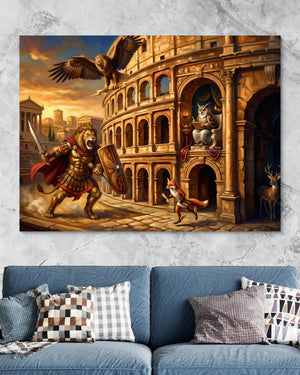 Gladiator's Golden Arena — gladiator's golden arena psd marble blue couch 1land flush print