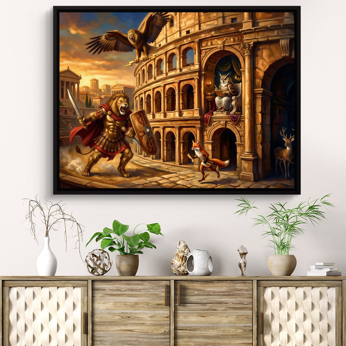 Gladiator's Golden Arena — gladiator's golden arena sq beach cabinet 1land framed black
