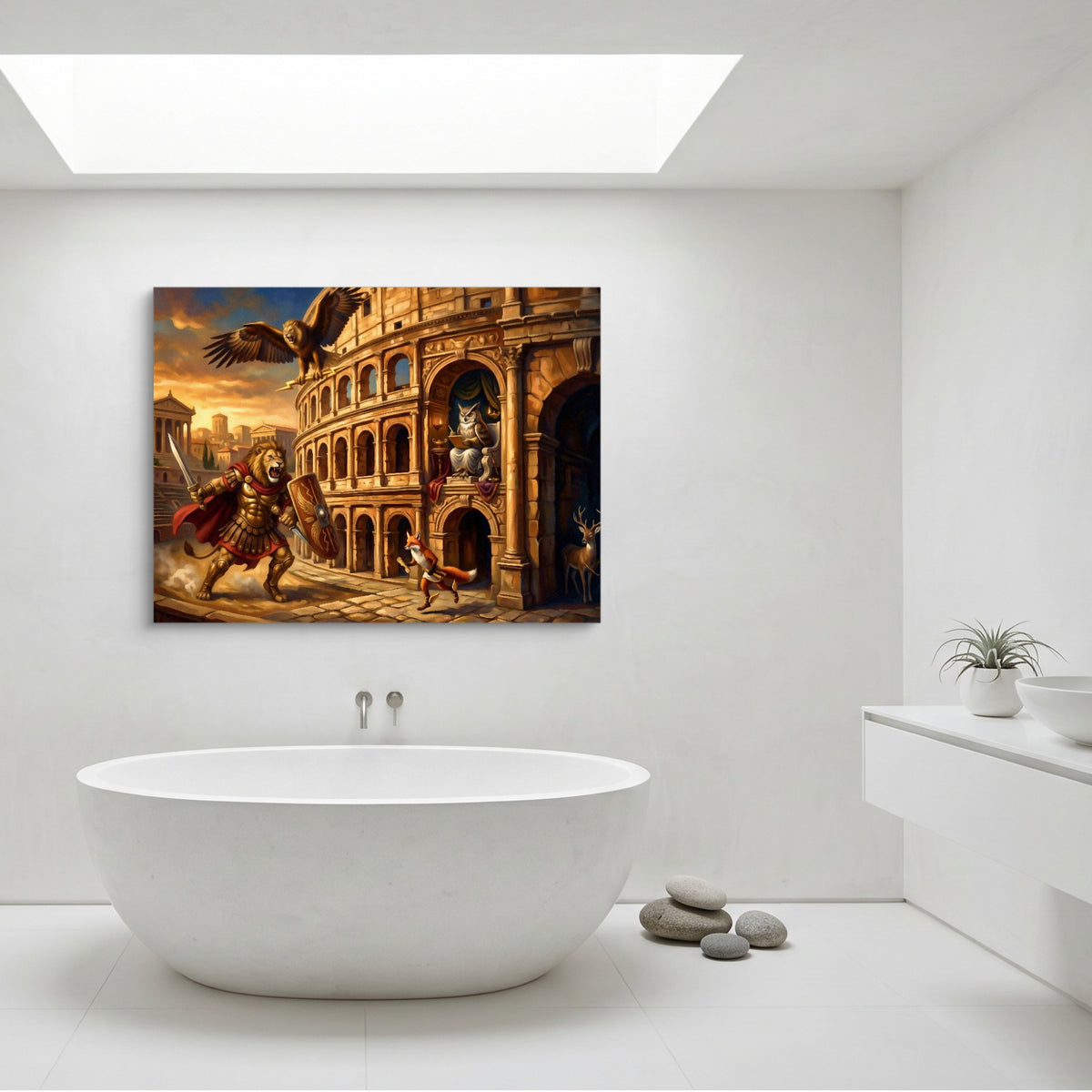 Gladiator's Golden Arena — gladiator's golden arena sq minimalist bathroom 1land flush print