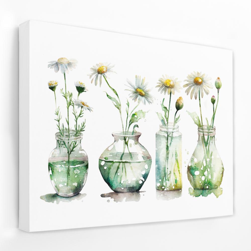 Glass Vases Daisies - Luxury Wall Art